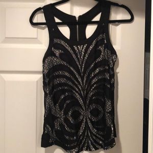 Express black and white lace top